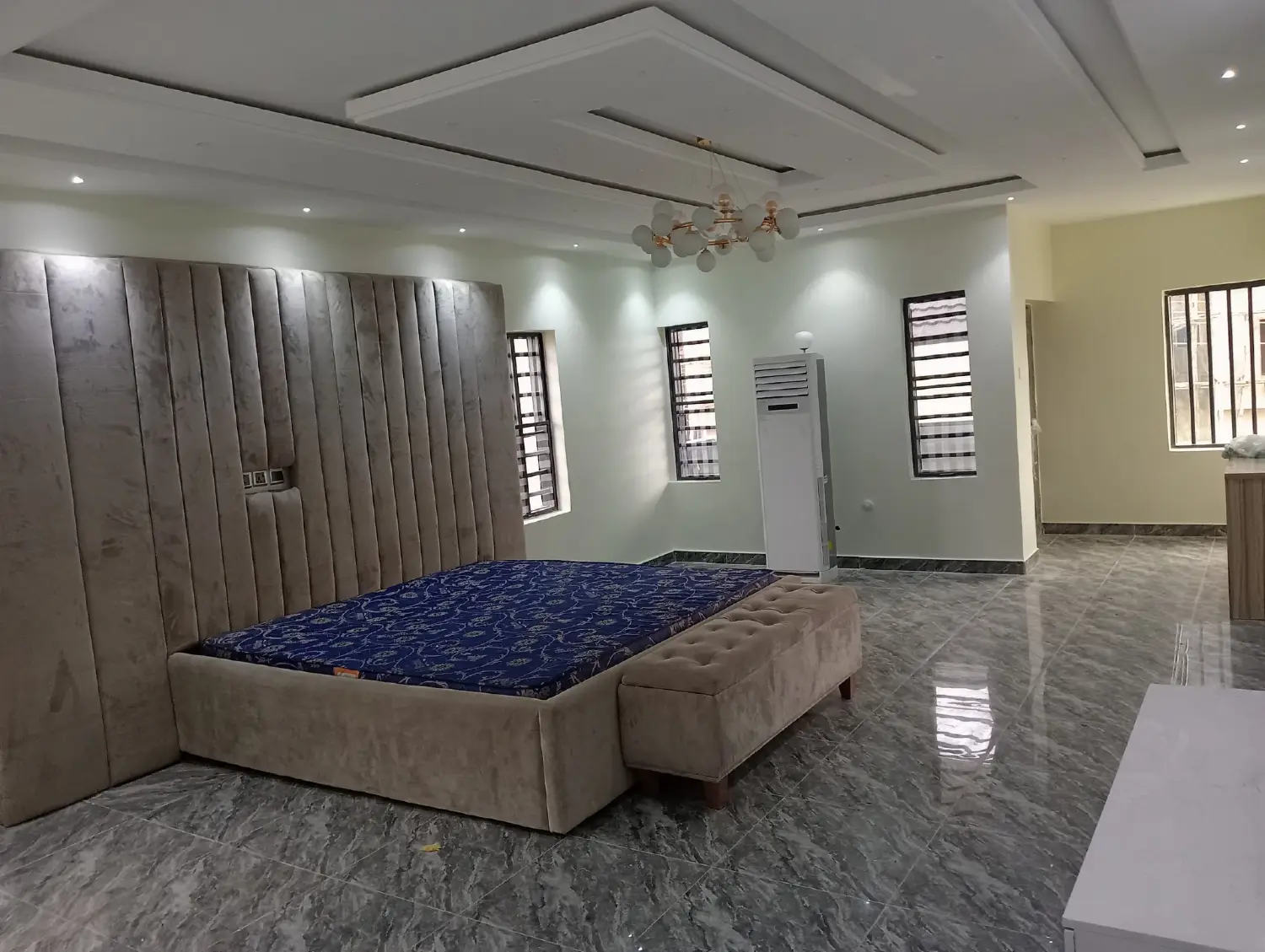 picture of a beautiful bedroom with air conditioning